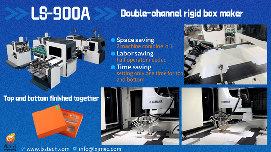 LS-900A Bi-Channel thông minh hoàn toàn tự động tốc độ cao trên dưới cùng một thời điểm Rigid Box Making Machine